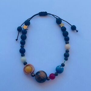 Adjustable Multi Crystal Gemstone Planetary Beaded Bracelet